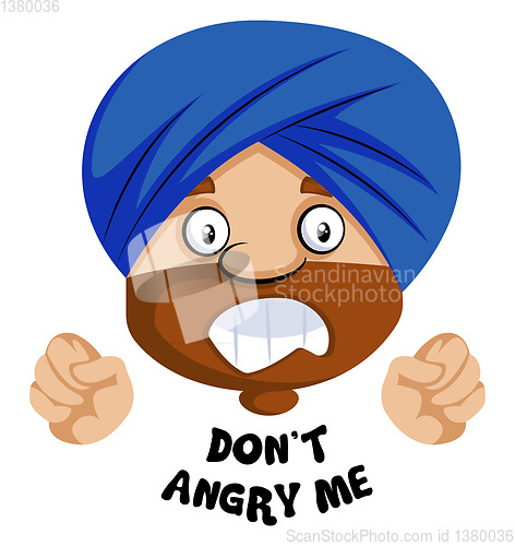 Image of Muslim human emoji with don\'t angry me expression, illustration,