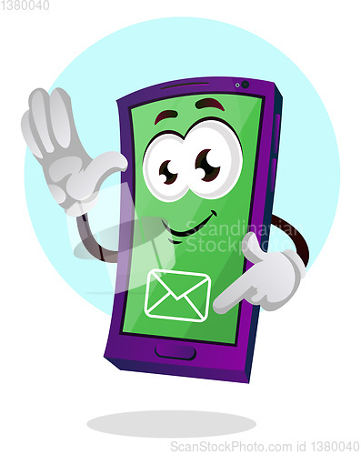 Image of Mobile emoji showing message icon illustration vector on white b