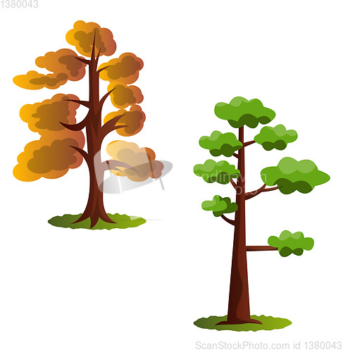 Image of Two autumn tree vector illustration on white background
