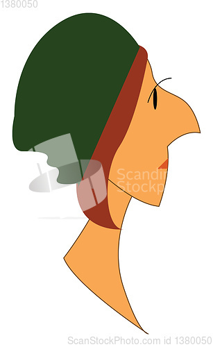 Image of A lady with pointed nose vector or color illustration