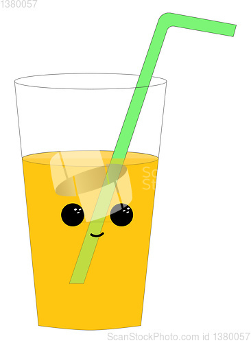 Image of Orange juice in transparent glass, vector or color illustration.