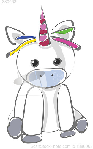 Image of The painting of a foil unicorn balloon from spritz toy, vector o