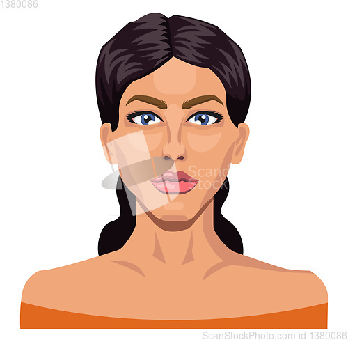 Image of Girl with blue eyes and black hair illustration vector on white 