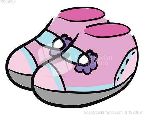 Image of Clipart of a pair of baby\'s pink shoes vector or color illustrat