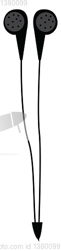 Image of Black headphones illustration print vector on white background
