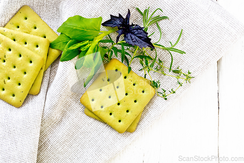 Image of Cookies with basil and spinach on board top