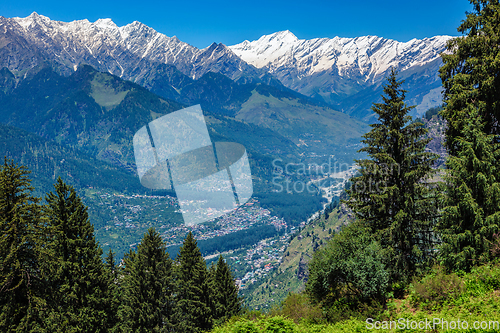 Image of Spring in Kullu valley in Himalaya mountains. Himachal Pradesh, India