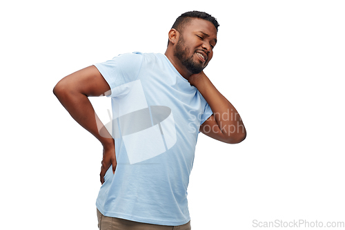 Image of african american man suffering from backache