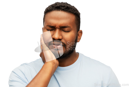 Image of african american man suffering from toothache