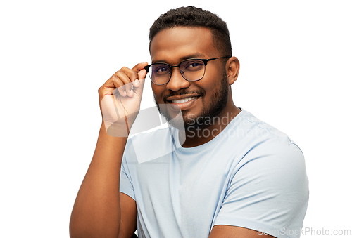 Image of smiling african american man in glasses