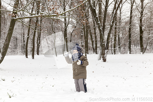 Image of Boy in winter, close up