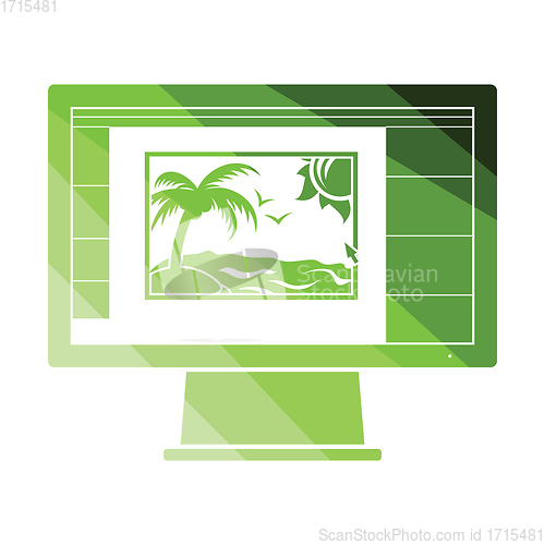 Image of Icon of photo editor on monitor screen