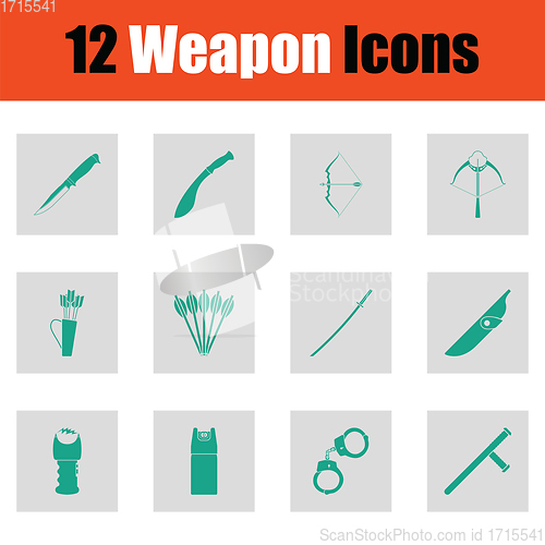 Image of Set of twelve weapon icons