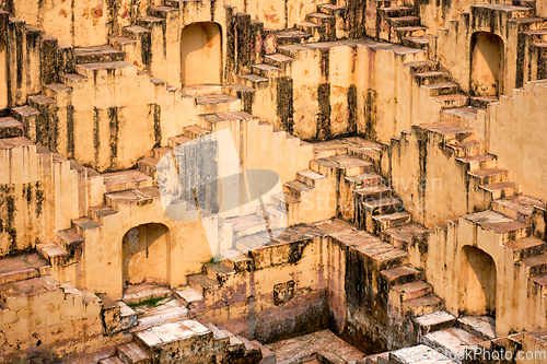 Image of Stairs of Panna Meena ka Kund stepwell in Jaipur, Rajasthan, India