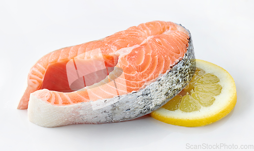 Image of fresh raw salmon steak