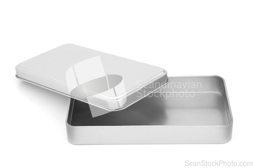 Image of Silver Grey Brushed Metal Box with Open Lid