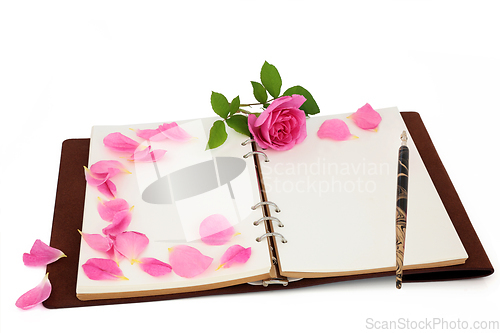 Image of Valentines Day Romantic Composition with Rose Flower