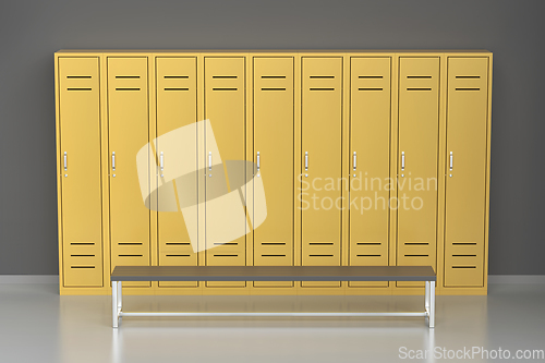 Image of Empty locker room in modern gym