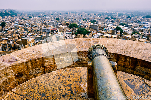 Image of View of Jaisalmer city from Jaisalmer fort, Rajasthan, India