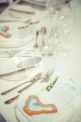 Image of Cookies bird on plate. Decorations for event