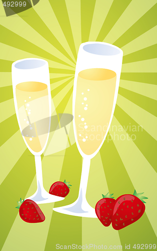 Image of Champagne and strawberries illustration