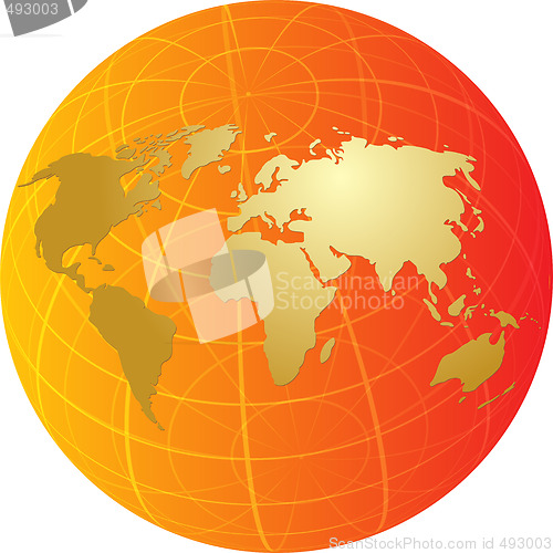 Image of Map of the world illustration on globe grid