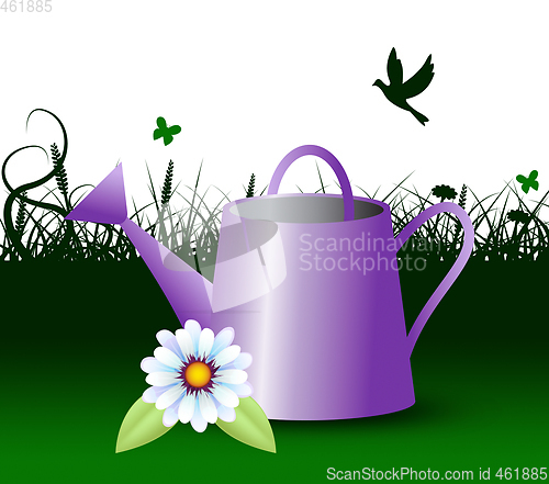 Image of Watering Can Represents Horticulture Outdoors 3d Illustration