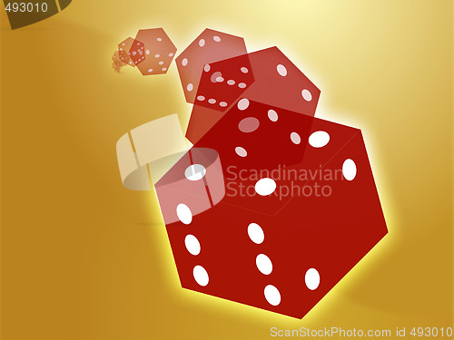 Image of Rolling red dice illustration