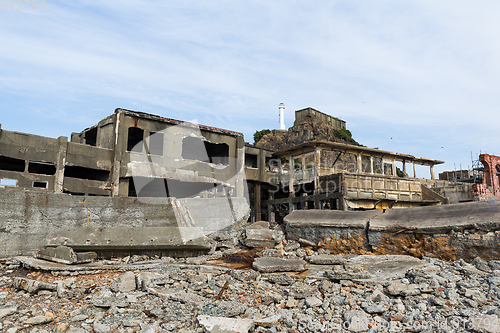 Image of Battleship Island in Nagasaki city of Japan