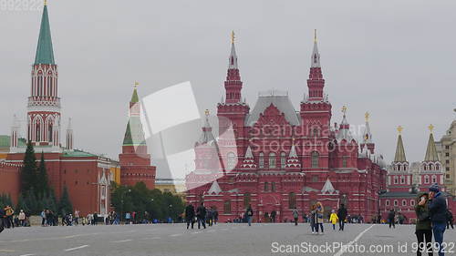 Image of MOSCOW - OCTOBER 14: Moscow Red square, History Museum on October 14, 2017 in Moscow, Russia