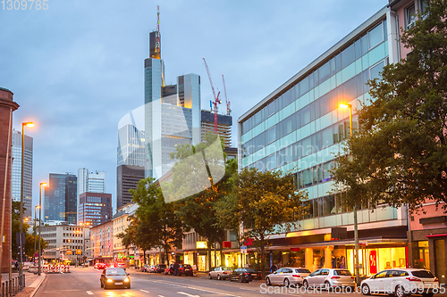 Image of Frankfurt downtown illuminated shopping srtreet 