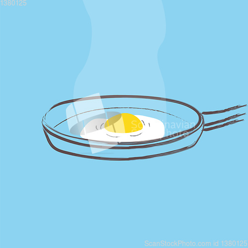 Image of Portrait of a steaming hot sunny side up egg on a saucepan vecto