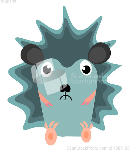 Image of Emoji of a sad blue-colored hedgehog vector or color illustratio