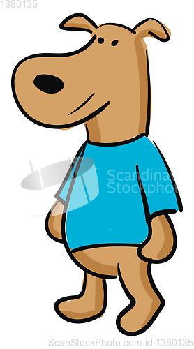 Image of Brown dog in a blue sweater vector or color illustration