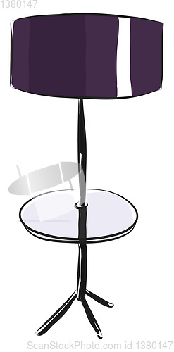 Image of Purple floor lamp with a round table vector illustration on whit