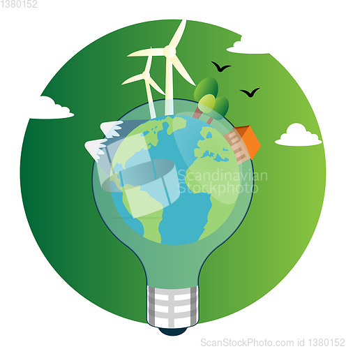 Image of Our planet in a light bulb illustration vector on white backgrou