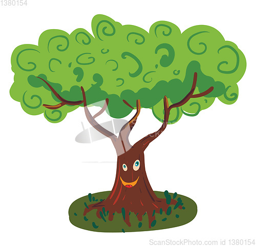 Image of A happy big tree, vector color illustration.
