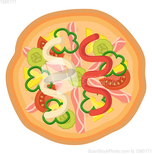 Image of Pizza with ketchup and mayonnaise Print