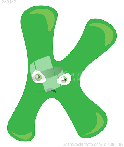 Image of Alphabet K with big eyes vector or color illustration