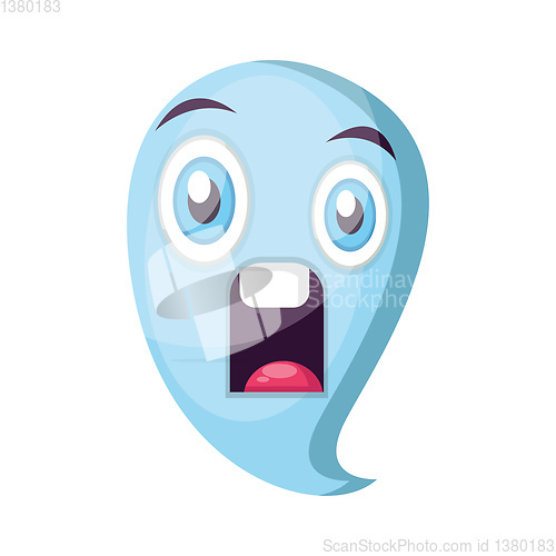 Image of Scared light blue ghost emoji vector illustration on a white bac