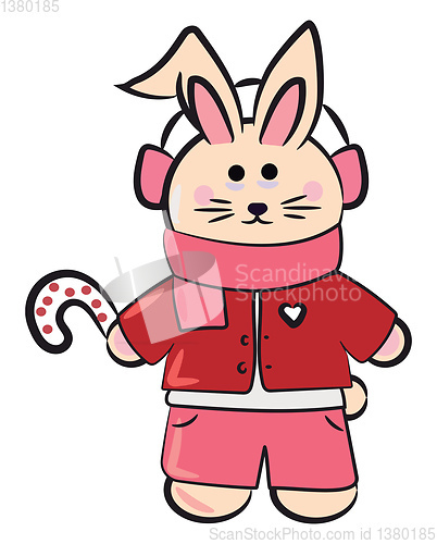 Image of Bunny dressed for Christmas party vector or color illustration