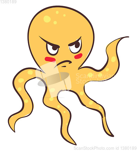 Image of Painting of an angry octopus vector or color illustration