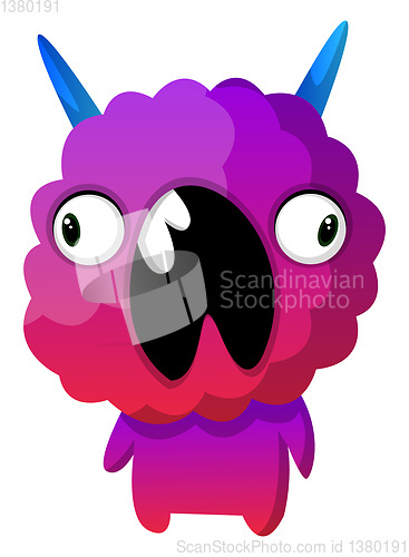 Image of Purple monster with mouth wide opened illustration vector on whi