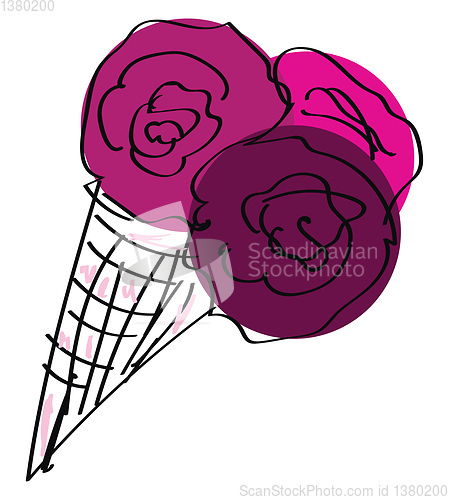 Image of Sketch drawing of a cone ice cream vector or color illustration