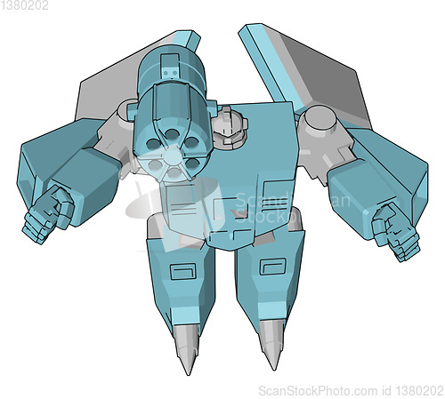 Image of Grey and blue robot vector illustration  white background