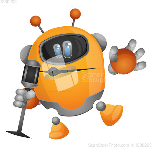 Image of Cartoon robot singing illustration vector on white background