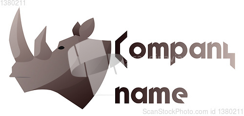 Image of Grey rhino head next to a blank space for text simple logo vecto