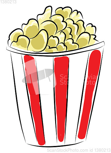 Image of Red and white box of popcorn vector illustration on a white back