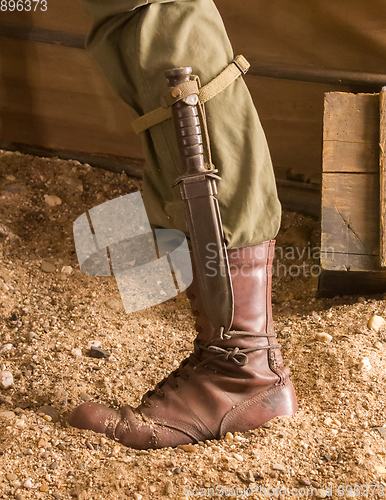 Image of Close-up of a soldier with a knife