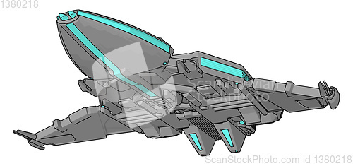 Image of Blue and grey spacecraft vector illustration on white background